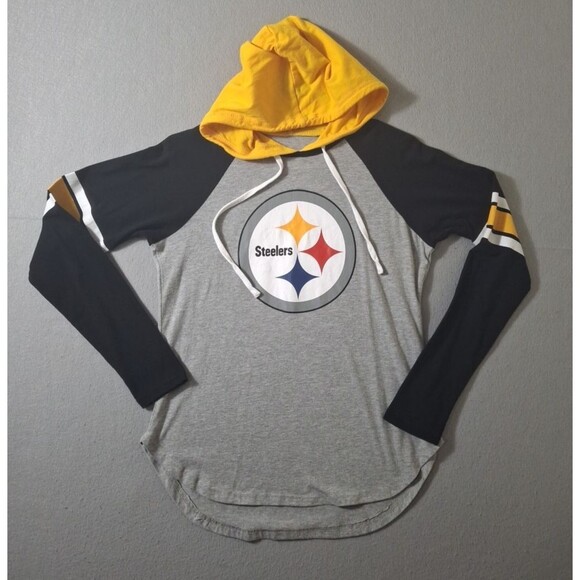 NFL Tops - Pittsburg Steelers NFL Team Apparel Hoodie Womens S Grey Pullover T Shirt